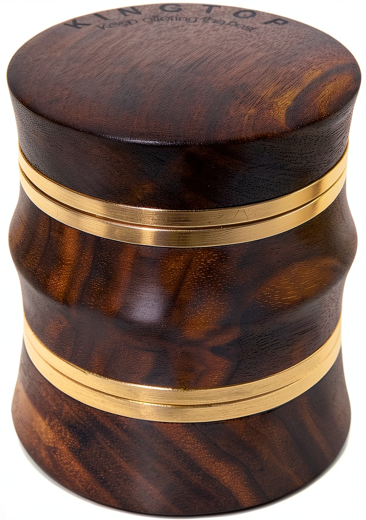 KINGTOP walnut spice grinder being used on a kitchen countertop