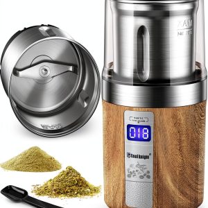 COOL KNIGHT Electric Herb Grinder Modern Wood Grain 3-0