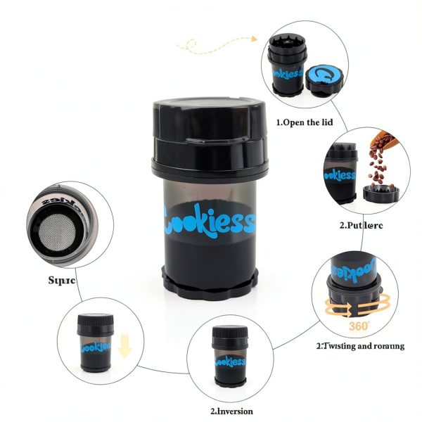 KUCKOW Spice Grinder Magnetic Lid Sharp Teeth Portable-3