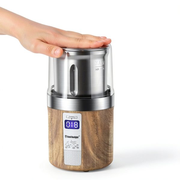 COOL KNIGHT Electric Herb Grinder Modern Wood Grain 3-1