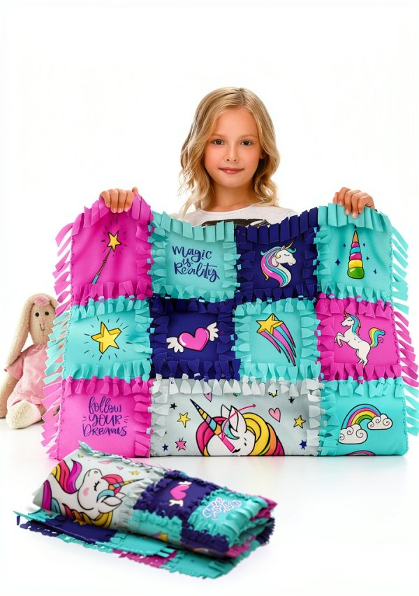 Unicorn No Sew Quilt Kit by Pretty Me Fabric-5