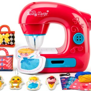 Kids Sewing Machine Kit TUZT Mini Portable with Light Guard-0