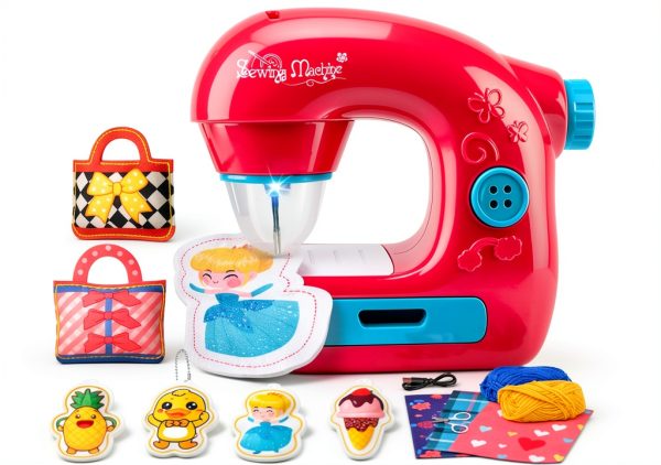 Kids Sewing Machine Kit TUZT Mini Portable with Light Guard-0