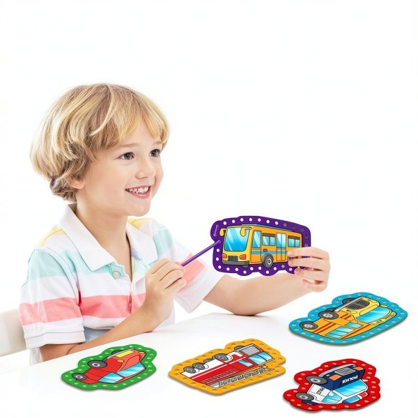 Quilinz Kids Lacing Card Set Green FX-1 9‑Piece Fine Motor Kit-2