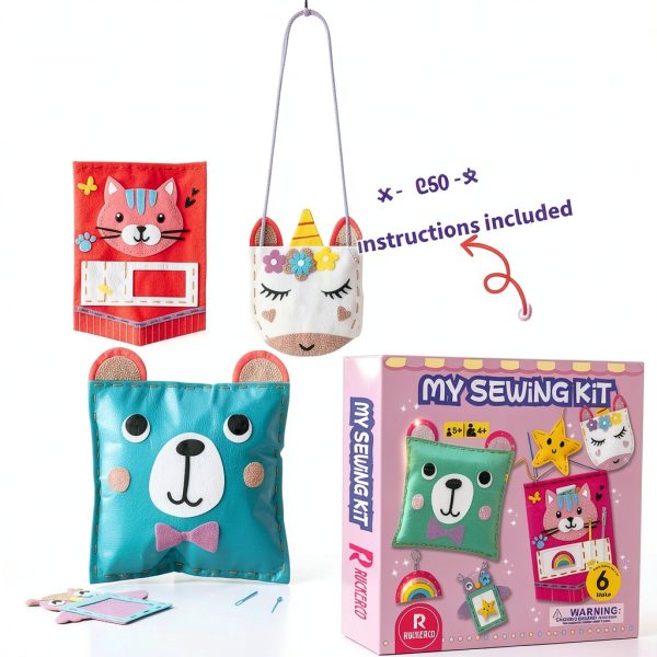 R RUCKERCO Sewing Kit for Kids Pink Small ETZXB Beginner Craft Set-3