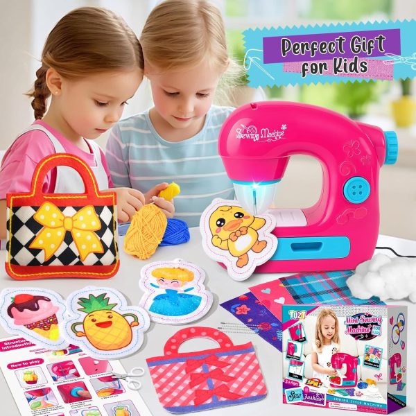 Kids Sewing Machine Kit TUZT Mini Portable with Light Guard-6