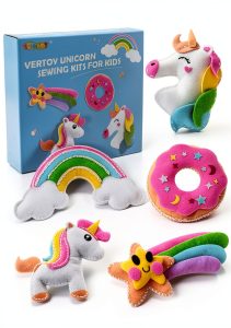 Kids Sewing Kit VERTOY Large Pink Felt Unicorn & Donut Craft Set A251-0