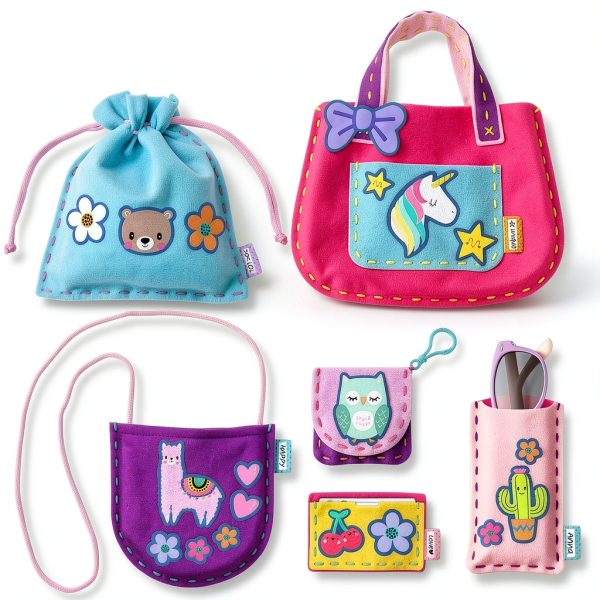 KraFun Sewing Bag Kit Multi Color 6 Project Set with Safe Needles-2
