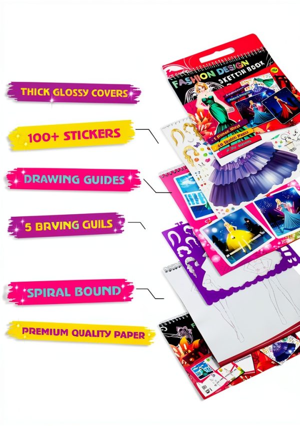 Fashion Sketchbook by RAREWORT with 100 Stickers and 40 Giant Pages-1