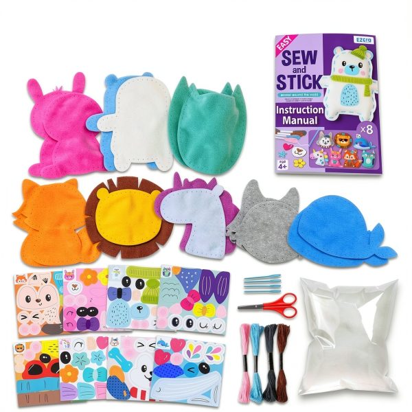 Animal Sewing Kit EZCRA Mini Kids Craft Set with Stickers-2