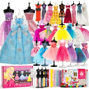 Axirata 1500+PCS Fashion Designer Kit for Girls with Fashion Sketchbook & 5 Mannequins, Creativity DIY Arts & Crafts Kit for Kids Sewing Kit for Teen Girls Birthday Gift Age 6 7 8 9 10 11 12+-0